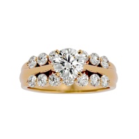 Bague en diamant de laboratoire rond de 1 carat de qualité supérieure, pierres latérales rondes, or massif 14 carats, bijou raffiné pour fiançailles, cadeau de mariage