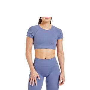 Camiseta Deportiva Corta Personalizada al por Mayor para Mujer, Camiseta de Fitness de Manga Corta, Camiseta Deportiva para Yoga y Gimnasio - Product Image 1