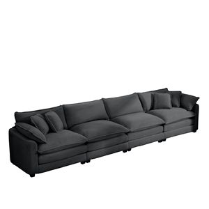 Divano Moderno a 4 Posti in Tessuto Corduroy, Comodo e Facile da Montare, per Ufficio o Soggiorno, Imbottito e Moderno - Product Image 6