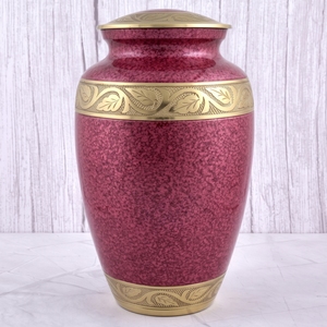 Urna Funeraria de Latón con Patrón de Hojas Doradas y Púrpuras para Cenizas Humanas, Recipiente Conmemorativo para Funerales y Entierros - Product Image 6