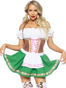 Vestido Dirndl Bávaro para Mujer, Material de Poliéster, Disfraz para Televisión y Cine, para Oktoberfest y Festivales Bávaros, Venta al Por Mayor Personalizada - Product Image 3