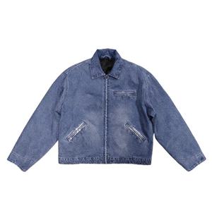 Chaqueta de Lona de Algodón para Hombre de Alta Calidad, con Cremallera Completa, Personalizada, Estilo Retro, Tipo Cowboy, Universitaria, Detroit - Product Image 1