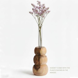 Pot de fleurs en bois d'acacia artisanal en gros |   Vase à plantes en bois vintage - Product Image 3