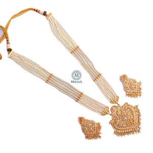 Inovamart Mayuri Jadau Pearl Regular Rani Haar Brass Casual Fashion Jewelry Set - Product Image 1