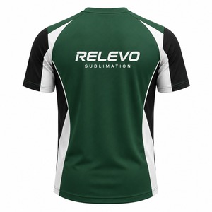 Maillot de football Relevo pour homme, vert, noir et blanc, manches courtes, col rond, tissu respirant, coupe athlétique, polyester, t-shirt - Product Image 5