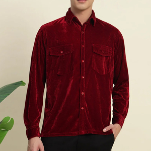 เสื้อเชิ้ตกำมะหยี่ผู้ชาย นุ่มสบาย ดีไซน์หรูหรา แขนยาว สไตล์ลำลอง แฟชั่นขายดี - Product Image 1