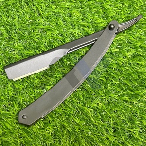 Rasoir de barbier pliant en acier inoxydable à lame unique avec verrou coulissant, outil de rasage du visage, noir, logo personnalisé, couleur, bord droit - Product Image 1