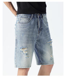 Pantalones Cortos de Mezclilla Tejidos con Bordado, Corte Recto para Hombre, Casuales, Transpirables, de Algodón, Duraderos, para Uso Diario y Urbano - Product Image 4