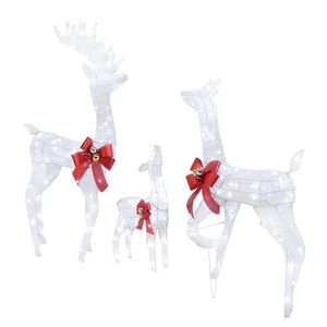 Set di 3 Decorazioni Gonfiabili da Giardino a Forma di Alce con Struttura in Ferro Bianco e Filo di Cotone, Polvere di Cipolla Verde, per Feste all'Aperto - Product Image 2