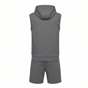 Ensemble de survêtement d'été pour homme en coton doux French Terry, haut à manches courtes et short, imprimé haute densité, style streetwear décontracté - Product Image 2