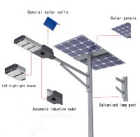 Lampe de rue LED tout-en-un à panneau solaire monocristallin en aluminium moulé de précision IP65, garantie 3 ans pour les parkings routiers