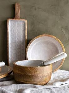 Wood <b>Serving</b> Platters And Bowls <b>Set</b> Handmade Minimalist Design Solid Wood <b>Dishes</b> For Party Use - Product Image 5