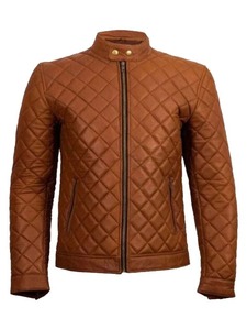 เสื้อแจ็คเก็ตคาเฟ่เรเซอร์บุผ้านวมสีน้ำตาลสำหรับผู้ชาย - Product Image 1