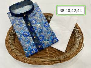 Ensemble Kurta et Pyjama en Soie Banarasi Brodé, Motif Imprimé Fantaisie, Longueur Genou, Multicolore, pour Fête / Soirée - Product Image 5