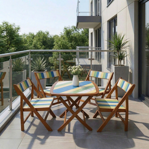 Modern <b>Foldable</b> Durable Wood Garden <b>Table</b> and <b>Chair</b> Set Rainbow Color for Farmhouse & Hotel Use Outdoor Furniture - Product Image 3