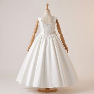 Royal Style Contemporary Ivory Solid Flower Girl <b>Dress</b> Structured Satin Princess Ball Gown Puff Sleeve Handmade 3D Tutupetti - Product Image 3