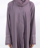 Abaya musulmane élégante violette avec hijab assorti, robe longue à manches longues, robe modeste pour femmes, tenue quotidienne, respirante et légère