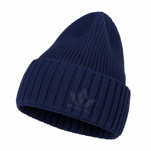 Unisex Ribbed Knit <b>Beanie</b> Hat Solid Color Winter Warm Cap Folded Cuff Casual <b>Wool</b> Blend Breathable Waterproof Adjustable Adult - Product Image 3