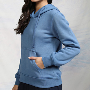 Wholesale Casual Short Front Custom Logo Print Women's Pullover Hoodie 100% Cotton Fleece Breathable Windproof High Quality - Product Image 4