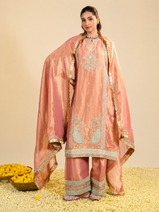 Conjunto de Kurta Rosa de Algodón y Rayón Lamhe, Corte en A, Transpirable - Product Image 1