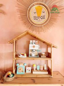 Rattan Doll House Toy <b>Set</b> With Coffee Maker And Ice Cream Accessories For Kids 2-4 Years Unisex Play Furniture - Product Image 1