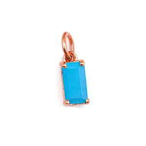 Turquoise Baguette Shape Gemstone Charm Rectangular Natural Stone Rose Gold Plated Pendant Jewelry for Necklace and <b>Earring</b> - Product Image 1