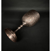 Calice de communion en cuivre et laiton antique, de luxe, en métal, fait main, d'inspiration médiévale, écologique, pour usage extérieur, cadeau, motif floral