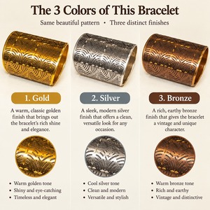 Brazalete Vintage de Aleación de Cobre con Patrón Geométrico Tallado, Bañado en Bronce Antiguo, Brazalete Ancho Unisex - Product Image 3