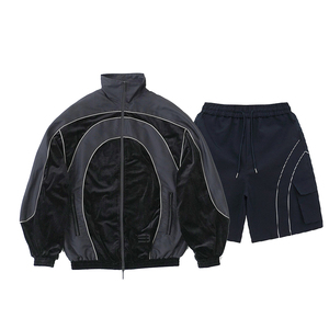 Conjunto deportivo cortavientos de nailon personalizado con cremallera resistente al agua y logotipo bordado para deportes al aire libre - Product Image 4