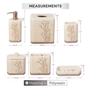 Juego de accesorios de baño con acabado de piedra, diseño de hojas beige, perfecto para el hogar, hoteles, spas, resorts y como regalo, procedente de la India. - Product Image 4