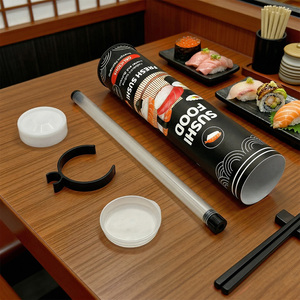 Vente en gros de contenants à sushi biodégradables et écologiques en papier kraft, taille personnalisée, boîte tube imprimée en quatre couleurs - Product Image 6