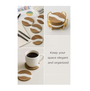 Base de Madera Natural con Diseño Antiguo y Aspecto Moderno, Caja para Posavasos de Resina, Tapete de Servicio de 10 mm para Mesa de Restaurante, Hotel y Hogar, Venta al por Mayor - Product Image 2