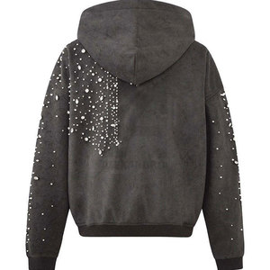 Custom Made Design High Quality Basics <b>Pullover</b> <b>Men</b> Rhinestone Hoodies Solid Color Plus Size <b>Men</b> Rhinestone Hoodies - Product Image 2