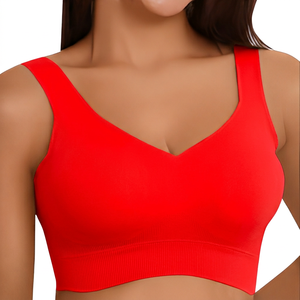 Top Deportivo Corto para Mujer, Cuello en V, Tirantes, Color Blanco Sólido, Transpirable, Soporte Medio, para Yoga - Product Image 4