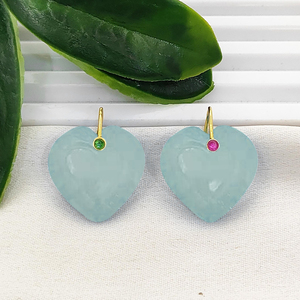 Apatite Quartz Heart Carving Pendant 20mm Heart Shape Handmade Carved Charms Gold Plated Pendants For Jewelry Making Suppliers - Product Image 2