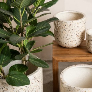 Pot de fleurs en terrazzo moderne de luxe, grand pot en ciment, minimaliste, différentes tailles, pot de jardin intérieur/extérieur, pot de décoration pour la maison - Product Image 6