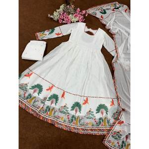 Elegante Salwar Kameez de Algodón para Fiestas, Talla XL, Top y Pantalón con Dupatta, Ropa de Fiesta - Product Image 1