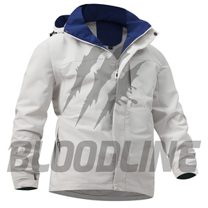 Chaqueta Impermeable para Hombre Bloodline, Manga Larga, para Exteriores, con Capucha, Blanca y Azul, para Todas las Estaciones - Product Image 5