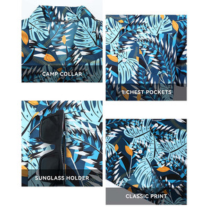 Men's <b>Hawaiian</b> <b>Shirt</b> Navy Blue Tropical Floral Print Short Sleeve Turn-Down Collar Button-Up Summer Vacation Top - Product Image 3