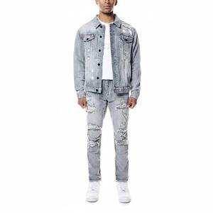 <b>Custom</b> Outfits Coated <b>Denim</b> <b>Jackets</b> Stand Collar Front Pocket Breathable Comfortable High Quality Plus Size Work Street Wear Men - Product Image 3