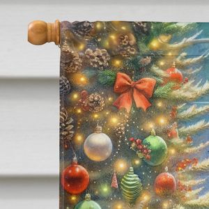 Gran Multicolor poliéster Fox Terrier Santa Claus casa bandera porche manga poste decorativo patio Banner ilustraciones colgante de pared - Product Image 3