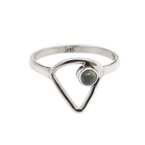 925 Sterling Silver Bohemian <b>Ring</b> Handmade Open Trillion Cut <b>Ring</b> With Round Cut <b>Labradorite</b> Gemstone Perfect For Daily Use - Product Image 1