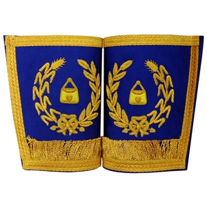 Guantes de ceremonia Grand Rank para Almoner con tela azul real y bordado de hilo dorado para ceremonias masónicas formales - Product Image 5