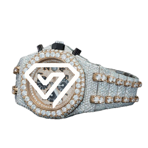 Montre chronographe à l'allure diamantée, avec moissanite, 41 mm, automatique, mécanique, luxe, moissanite couleur D VVS, montre pour homme - Product Image 2
