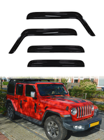 Deflectores de Ventana Transparentes Negros Delgados de PMMA/Acrílico para Jeep Wrangler JL 2018 en Adelante, Juego de 4 Piezas, Instalación con Cinta 3M