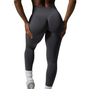 Leggings de compression sans couture gris anthracite pour femme, taille haute, extensibles, pour le sport, le fitness, le yoga, la course à pied et l'entraînement, pour toutes les occasions. - Product Image 2