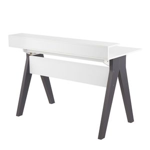 Scrivania per computer Wishbone contemporanea in legno grigio e bianco - Product Image 3