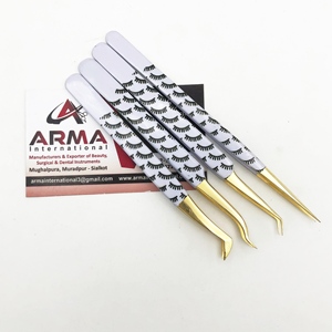 Pinzas de Precisión para Extensión de Pestañas de Acero Inoxidable con Punta de Oro de 24k y Ángulo de 45 Grados, Recubiertas con Papel Aislante - Product Image 6