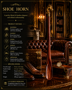 Chausse-pied de luxe vintage en laiton avec manche en bois en forme de tête de cheval, décoration décorative pour la maison et le salon - Product Image 6