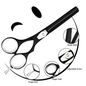 Ciseaux de coiffure Morje à dents fines, lame en acier inoxydable 4Cr13, 28 dents, pour droitiers, manche long, légers, réutilisables, pour salon de coiffure - Product Image 1